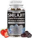 Shilajit Gummies - 600 mg Natural Organic Shilajit Hartsi 85+ Trace Minerals, Fulvic Acid & Phytonutrients - Mansikka maku - energia, immuuni tuki - 60 Gummies, 1 kuukauden tarjonta
