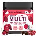 Llama Naturals Monivitamiini naisille ja miehille, vegaanille, luomu Gummies D-, C- ja K-vitamiini, Aikuinen Real Fruit Gummy Vitamiinit, Pureteltava Multivitamiini Sugar Cane, Cherry, 120 Ct