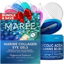 MAREE Skincare Bundle - Eye Geels, Facial Polish - Under Eye Geels for Puffy Eyes & Dark Circles - Glykolic Acid Peel Pads - Marine Collagen & Hyaluronic Acid - Salisyylihappo ja vitamiinit E, B3, B5