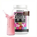 INVIGOR8 Superfood Grass Fed Whey Protein Isolate Shake Natural Mansikka Gluteenittomat ja ei-muuntogeeniset Aterian korvaaminen Probiootit ja Omega 3 (645g)