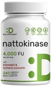 Nattokinaasi Supplement 4000 FU Per Serving, 240 Kasviskapselia ... Japanilainen Natto bromelaiinin, kurkumaiinin ja mustapippurin kanssa...