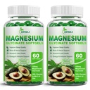 Korkea imeytyminen Magnesium Glycinate Softgels, magnesiumlisät 400 mg sinkkiä, E-vitamiinia, B6 naisille, parantaa unta, lihasten rentoutumista ja luun terveyttä, gluteeniton, ei-GMO, 2 pakkaus