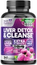 Hellästi maksa Cleanse Detox & Korjaus Formula - Advanced Liver Support Supplement with Silymarin Milk Thistle, Voikukan juuri, Artisokkauute, Kurkuma, Koliini, & Punajuuret - 240 Kasviskapselit