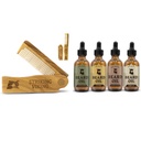 Parta Folding Wooden Comb ja 4 Pack parta öljy miesten - Striking Vikings
