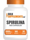 BulkSuplements.com Spirulana kapselit - Green Superfood Supplement, Spirulina Supplement - Vegan, 6 kapselia per Serving, 180 Count (Pack of 1)