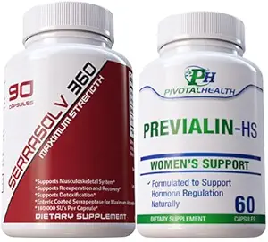 Serrraolv 360: Extra Strength Fibriod paketti - liuottaa fibroids nopeasti (Serralsolv 360 90 Cap & Previalin 60 Cap) Auttaa myös turvotus, epämukava ja tasapainottava hormoneja