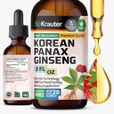BIO KRAUTER Panax Ginseng Extract Liquid - Korean Red Ginseng Supplement Alkoholiton - Immuunituki - Vegan, Sokeriton - 2 Fl.Oz.