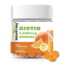 Nature's Key Biotin Gummies kanssa C-vitamiini ja E-vitamiini, tukea hiusten kynsien kasvu & kaunis iho naisten miesten ja lasten, vegaaninen, oranssi maku 60