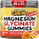 Center-Filled Magnesium Glycinate Gummies 400MG - Korkea Imeytyminen lapsille, Teini-ikäiset ja aikuiset - Supplement for Sleep, Rauhoitu ja lihasrelaksaatio B6 & D3 - Gluteeniton & Vegan Friendly - 60
