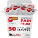 Stopain Pain Relief Clinical Gel Packets, USA Made, Max Strength Fast Acting with MSM, Glukosamiini, Menthol for Artriitti, Lower Back Sciatica, Polvi, Neck HSA FSA Topical Analgesic Products, 50 Pack