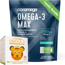 Coromega Family Bundle Omega-3 Fish Oil for Adults & Kids (60 Squeeze Packets) 2400mg/650mg Omega-3 + D-vitamiini, 3X Enemmän Imeytyminen kuin pillereitä, Ei Fishy Aftertaste, Cococonut Bliss & Tropical Orange