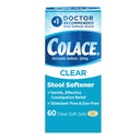 Colace Clear Stool Softener for Gentle Tehokas Ummetus Relief, #1 Tohtori Suositeltava Jakkara Softener Brand, Dye Free, 50 mg Docusate Capsules, 60