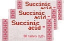 3 x Succinic Acid Amber Acid 80 tablettia Yhteensä 240 tablettia
