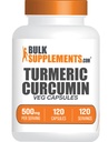 BulkSupplements.com Turmeric 500mg Pura kapselit - Curcumin lisäravinteet, Turmeeric Curcumin - Gluteeniton,120 Veg kapselit (pakkaus 1)