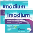 Imodium Multi-Symptom Relief Caplets with Loperamide Hydrochlorothiade and Simeticone, Anti-Diarrheal Medicine for Treatment of Ripuli, Kaasu, turvotus, Cramps & Pressure, 2 Pack