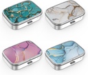 Pillerilaatikko 2 Osasto Lääke pilleri Case,Portable Pocket tai kukkaro pilleri laatikko Koristeellinen Metal Medicine Vitamiini Organizer ainutlaatuinen lahja [4PCS]