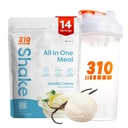 310 Nutrition All-in-One Ateriankorvike Shake Powder w/Shaker Cup Starter Kit - Korkea proteiinikuitu Rich Vegan Superfood Blend - Sokeriton, Keto & Paleo Friendly, Low Carb - Vanilla Creme 14 srv
