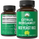 Citrus Bergamot + Red Yeast Rice. 2-in-1 täydentää. High Strength 10:1 Bergamot Extract. Ei gluteenia, nollasokeria, vegaanisia kapseleita