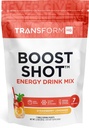 TransformHQ Boost Shot Powder Drink Stick Packets, Strawberry Lemonade, 7 Pack, Energy Supplements for Women & Men, kofeiini, B12, B9, B6 ja B3