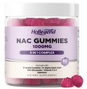 6 in 1 NAC Gummies, pureskeltava N Acetyl Cysteine 1000 mg täydentää lapsille ja aikuisille, ALA, Sinkki, C-vitamiinia E, Selenium, tuki antioksidantti ja immuunijärjestelmä, mustikka maku, sokeriton, 60 Ct