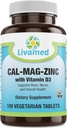 Cal-Mag-Zinc kelated D3-vitamiinin kanssa, Bone Strength Supplement - Terveet luut ja hampaat, sydän, lihas, & terve sydän- ja verisuonijärjestelmä -Paras koko ruoka vitamiini & Mineraalikompleksi-100 Vegan Caps
