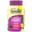 Senokot Dietary Supplement Laksative Gummies, Natural Senna Extract, Hellävarainen, Yöpymisen helpotus satunnaisesta ummetuksesta, Mixed Berry Flavor, 90