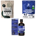 Jungle Powders Ultimate Men's Health & Wellness Bundle: 5oz Tongkat Ali Powder, 5oz Wild Blueberry Powder & 3.4oz Organic Bilberry Liquid Extract - Premium täydentää ajaa, intohimo, silmät näkö