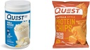 Quest Vanilla Milkshake Protein Powder, 24g Protein, 1.6lb + Quest Nacho Cheese Tortilla Style Protein Chips, 18g Protein, 12 kpl pakkaus