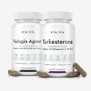 Fadogia Agrestis 600mg + Turkesterone 500mg Bundle (2X Lisää Pure - 20% Std Extract) (3X Absorbency with BioPerine & Hydroxypropyyli-Beta-Cyclodextrin) Tukee Terve lihaksen Recovery, Stamina - Vegan