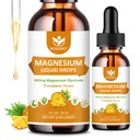 Magnesium Glycinate Liquid Drops with Citrate & Taurate - Kognition, Lihas & Focus, Liquid Magnesium Complex Supplement D3, GABA, L-theanine, Ananas Flavor - 1 Fl Oz (2 pakkaus)