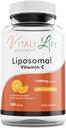 Vitali Life Liposomal C-vitamiini, 1400 mg, 180 kapselia, Askorbiinihappoa, voimakasta antioksidanttia, immuunijärjestelmän tukea, kollageenia ihon terveyteen