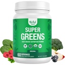 Nested Naturals Super Greens Daily Superfood Powder - Certified UDA Organic Green Powder w/20+ Koko ruoka, Spirulina Powder, Vehnä & Ohra Grass - Probiootit, kuitu & Enzymes - Original Flavor, 60