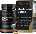 100% Organic Mushroom Coffee Capsules - Natural Energy Supplement 130mg kofeiini kliinisesti todistettu Green Coffee Bean & Guayusa Otteita Jitter-free Energy & Focus (60 Servings)