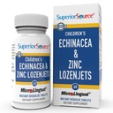 Superior Source Children's Echinacea & Sinc Lozenjets - Herbal Immuunituki lapsille - Ei-GMO & Gluteenittomat - Piparminttu - 60 MicroLingual Disolveble Tablets
