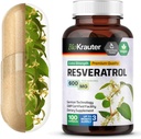 BIO KRAUTER Resveratrol lisäkapselit 600 mg - 100 Määrä - Luonnollinen antioksidantti lähde - 98% Pure Trans Resveratrol Powder - Vegan
