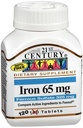 21st Century Iron 65 mg ja Ferrous Sulfate 325 mg - 100 tablettia, 4 tabletin pakkaus