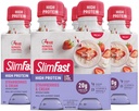SlimFast Advanced Nutrition Meal Replacement Protein Shake - valmis juomaan, vaaleanpunainen, mansikat & Cream, 4 pulloa (pakkaus 3)