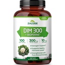 Zazzee DIM 300 mg per kapseli, 100 Count, Plus 10 mg BioPerine, Estrogeenitasapaino, Hormonaalinen akne, menopaussi tuki, hormonitasapaino, diindolyylimetaani, vegan, kaikki luonnolliset, ei-GMO, valmistettu Yhdysvalloissa