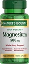 Nature's Bounty Magnesium, Mineral Supplement, tukee luun ja lihasten terveys, 500 mg, päällystetty tabletti, 100