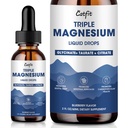 Magnesium Glycinate Liquid Drops with Taurate & Citrate, Magnesium Supplement for Sleep, Rauhoitu ja rentoudu, kanssa Kalium & Omega-3, suuri imeytyminen Formula, mustikka maku, 2 Fl Oz