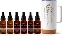 Plant Therapy Total Tincture Package sisältää 30 ml Jokainen Organic Ashwagandha, Aasian Ginseng, Echinacea Blend, Elderberry, Lemon Balm, Turmeric & Travel Mug