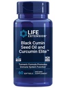 Life Extension Black Cumin Seed Oil and Curcumin Elite, Black Cumin, Turmeric Extract, Immuno Health Support, korkea hyötyosuus, koko kehon terveys, Gluteeniton, ei-GMO, 60 softgels