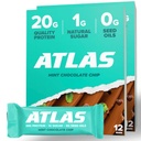 Atlas proteiinipatukka, 20g proteiinia, 1g sokeria, puhdasta ainesosaa, gluteeniton, minttusuklaasiru (12 kreivi, 2 kpl pakkaus)