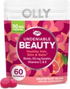 Olly undendiable Beauty Gummy, Hiuksille, iholle, kynnet, Biotiini, C-vitamiini, Keratin, purutabletti, Greippi, 30 päivän tarjonta - 60