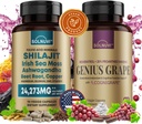 Cognitive Wellness Bundle - Resveratrol Complex & Shilajit Fulvic Acid Minerals - Sea Moss, Ashwagandha, Kliinisesti testattu Cognigrape Red Grape Extract - Ei-GMO, Gluteeniton, Vegan Supplement