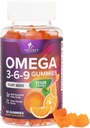 Omega 3 6 9 Gummy - Vegan Omega 3 täydentää Gummy - Essential rasvahapot öljy 369 Complex Heart Support & Brain Support for Women, Miehet & Raskaus, Fish Free non-GMO, Orange Flavored - 60 Gummy