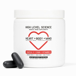 Korkean tason tiede CoQ10, Omega-3, E-vitamiini - Kardiologi Formuloitu sydän + Body + Mind Health kanssa DHA / EPA, Antioksidantti energian, Superior Biosable Fish Oil - Gluteeniton, 60 Softgels