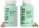 Hilma Healthy Gut & Bloat Support Bundle - Gas & Bloat Relief (50 vegaanista kapselia) Lemon Balm, Fenoli & Peppermint Leaf + Daily Pre & Probiootti Yrtit (60 vegaanista kapselia) terveelle Gut