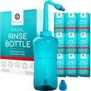 Medi Grade Sinus huuhtelupullo, 500 ml 30 Sinus huuhtelupakkaus - Täydellinen nenän kastelujärjestelmä - Neti Pot nenäliinan puhdistus - Nessal Wash Kit kotiin tai matkustaa - 2 nenä huuhdella vinkkejä ja säilytyspussi