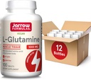 Jarow Formula L-glutamiini 1000 mg, Ravintolisä lihaskudosta, monitoiminen Aminohappo, Immuuni tuki, 100 Easy-Solv tablettia, 50-100 päivän tarjonta, pakkaus 12